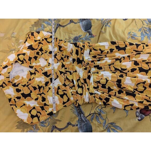 Maxmara Women’s Small Yellow Geometrical Print Wrap Tie Midi Short Sleeve Dress - Picture 6 of 6